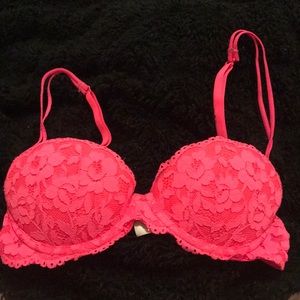 Pink lace bra